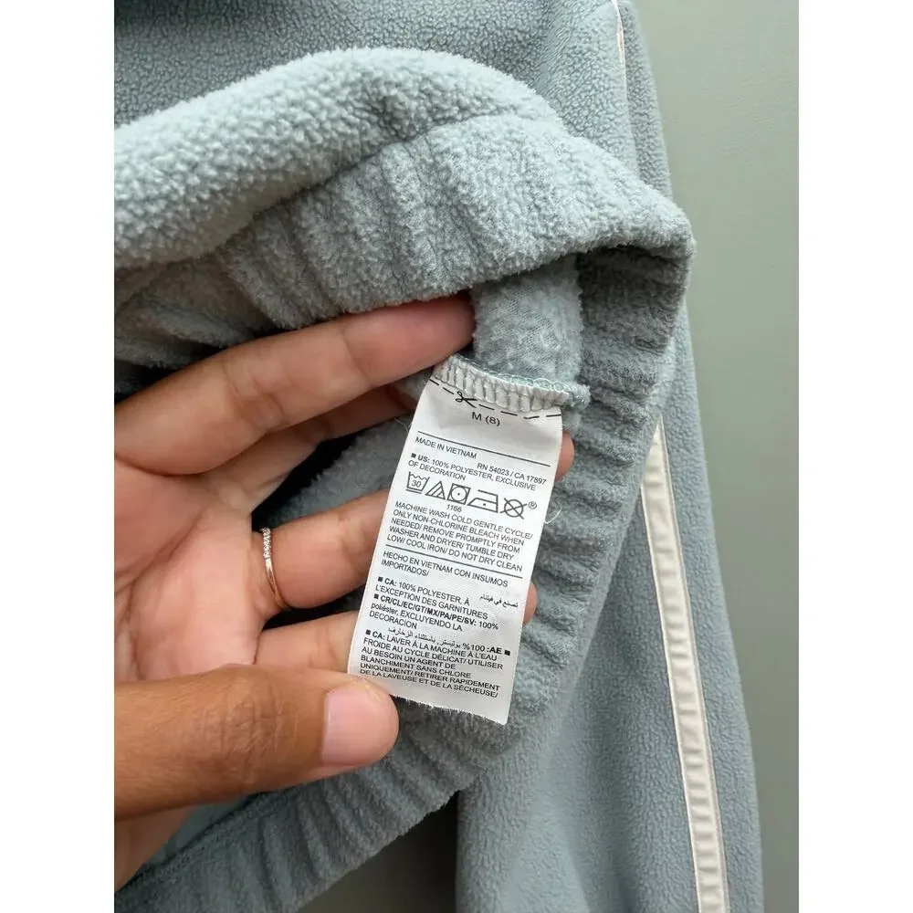 Girls Light Blue Quarter Zip Fleece Pullover Sweatshirt Size 8